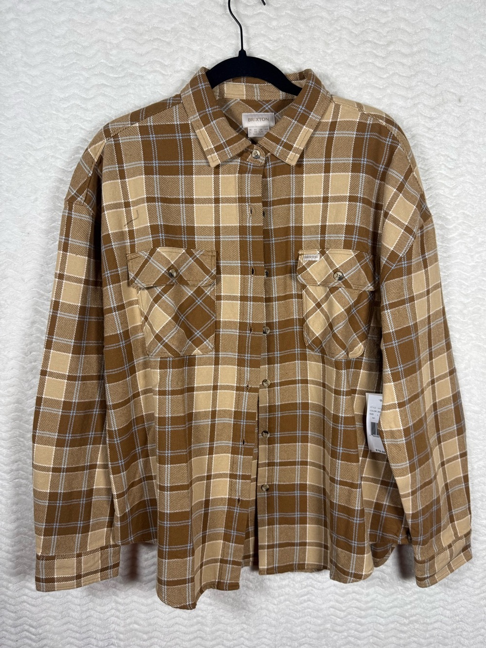 Brixton Brown Plaid Button-Up Shirt. Soft Cotton and the color scheme 🔥😎🧡